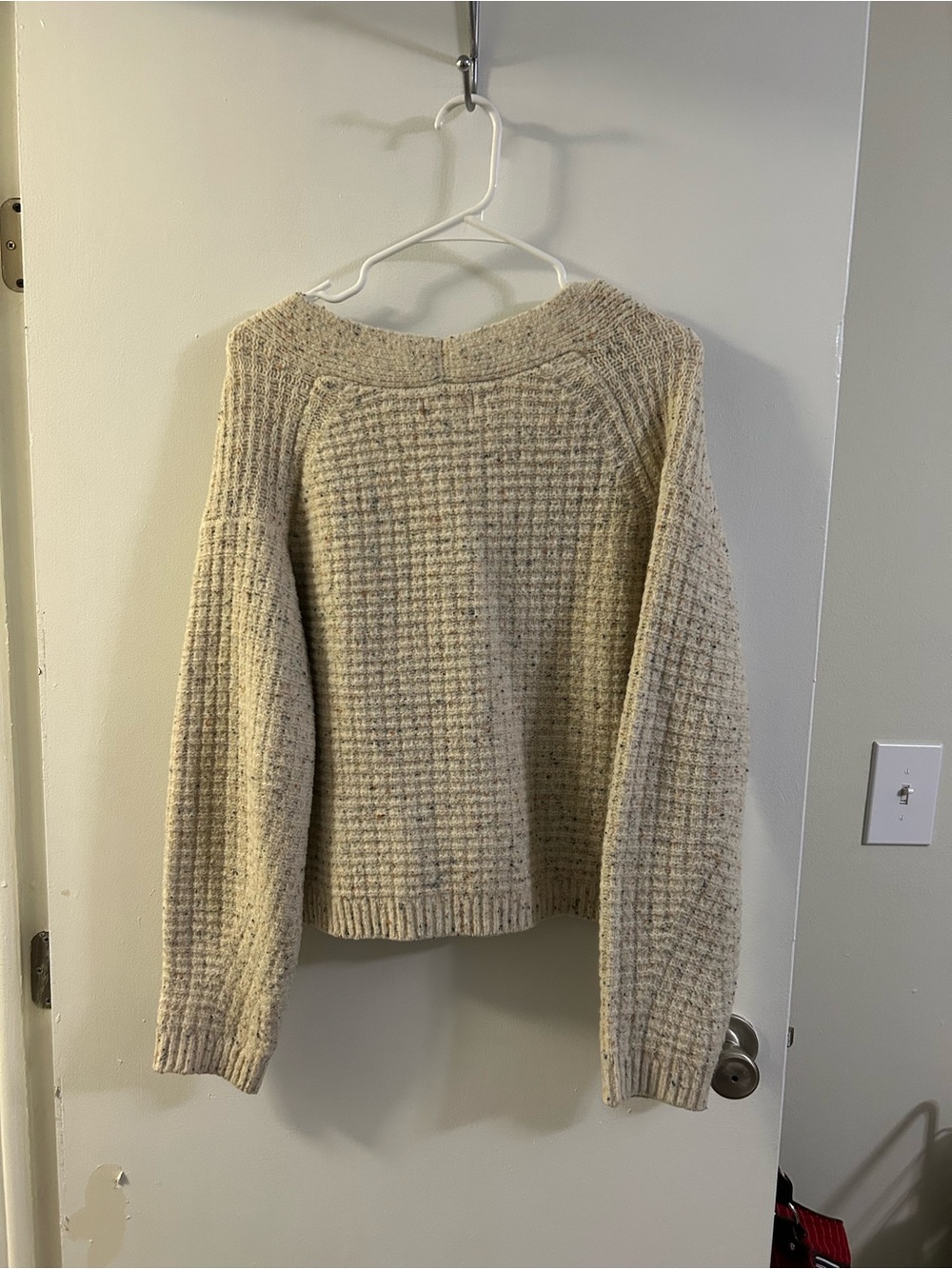 Universal Thread Cream Speckled Waffle-Knit Button Cardigan - Picture 5 of 8